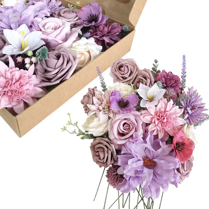 Artificial Flowers Set – 24 Stunning Color Options Perfect for DIY Wedding Centerpieces, Bouquets & Home Party Decor