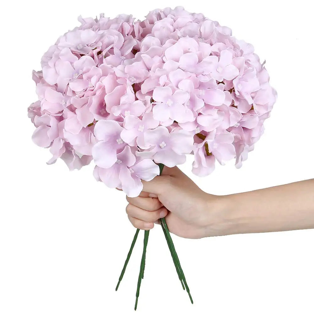 6pcs Artificial Hydrangea Flowers with Stems – Silk Faux Blooms, 7 Color Options for DIY Wedding Centerpieces, Home & Party Decor