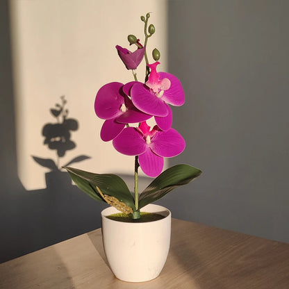 Artificial Butterfly Orchid Bonsai – 4 Color Options, Potted Plant for Desk, Dining Table, Home, Office & Wedding Decor Gift