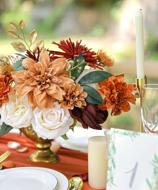 Artificial Flowers Set – 24 Stunning Color Options Perfect for DIY Wedding Centerpieces, Bouquets & Home Party Decor