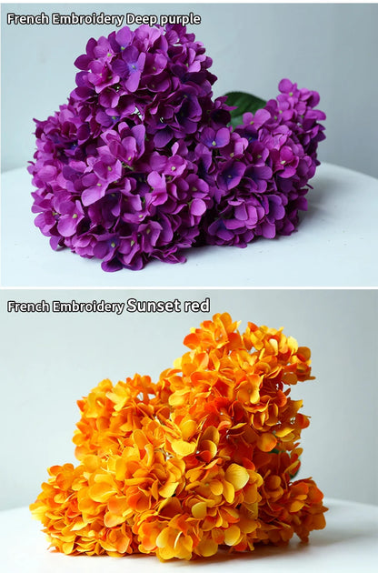 5 Heads Artificial Silk Hydrangea Bouquet, 17 Color Options for DIY Home Decor, Bridal Bouquets, Wedding & Party Arrangements