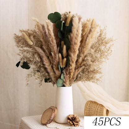 Dried Pampas Grass Bouquet – 5 Color Options for Boho Rustic Home Decor, Table Vase & Farmhouse Floral Arrangements