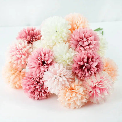 3/5pcs Silk Dandelion Flower Ball Bouquets – 10 Color Options for Home, Garden, Wedding Decor, DIY Crafts & Christmas Wreaths