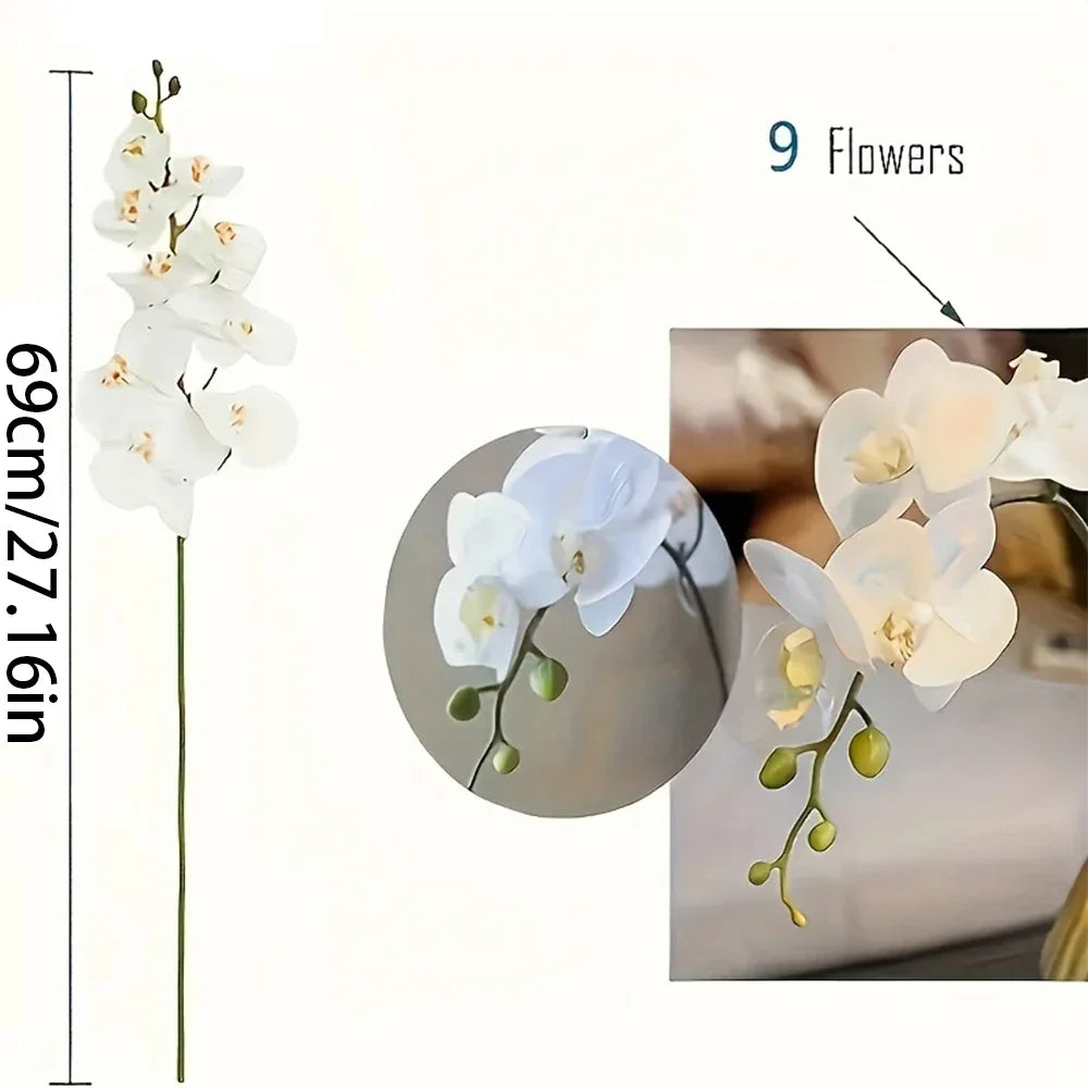 69cm Artificial Phalaenopsis Orchid Stems – Real Touch Faux Flowers, 4 Color Options for Floral Arrangements, Wedding & Home Decor