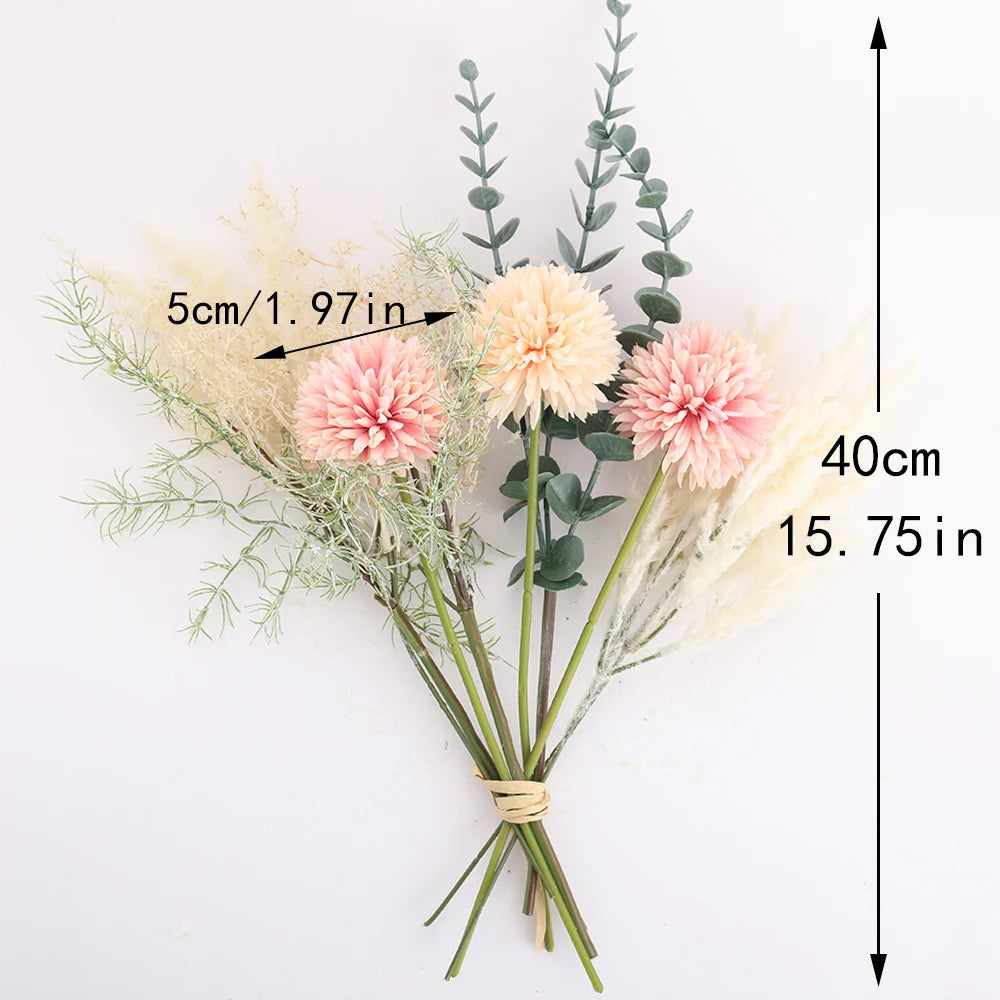 40cm High-Quality Artificial Mixed Bouquet – Silk Eucalyptus & Dandelion Flowers, 4 Color Options for Home, Table, Wedding & Party Decor