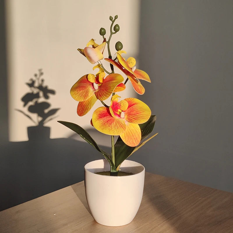 Artificial Butterfly Orchid Bonsai – 4 Color Options, Potted Plant for Desk, Dining Table, Home, Office & Wedding Decor Gift