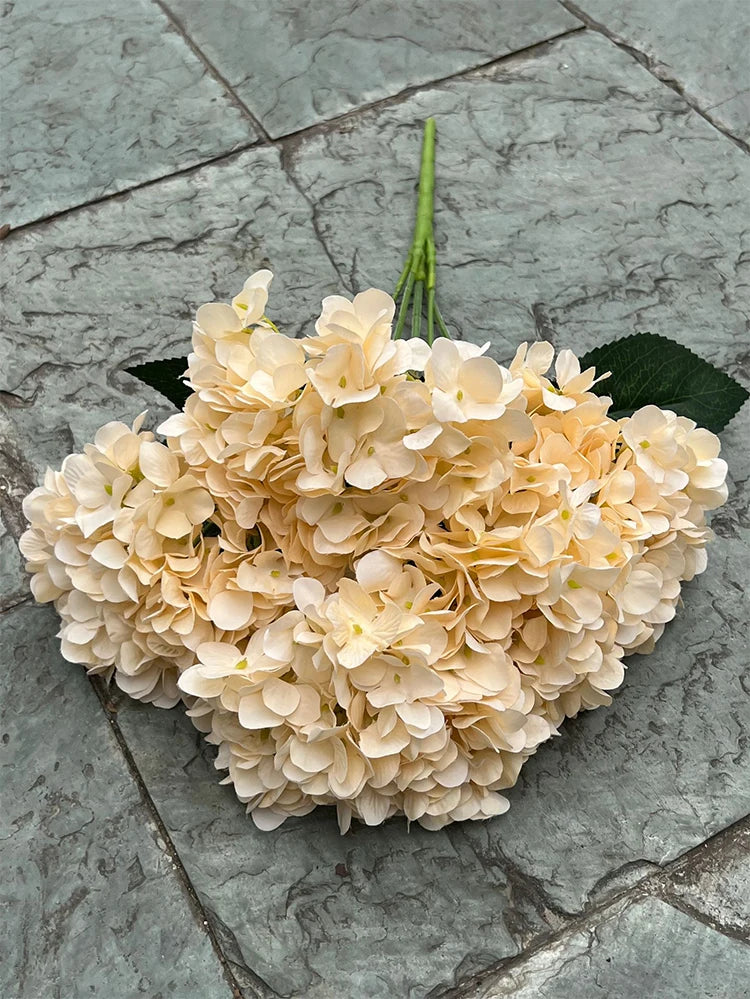 5 Heads Artificial Silk Hydrangea Bouquet, 17 Color Options for DIY Home Decor, Bridal Bouquets, Wedding & Party Arrangements