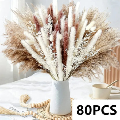 Natural Dried Pampas Grass Bouquet – 8 Style Options for Boho Home, Wedding Decor, Bunny Tails & Vase Arrangements