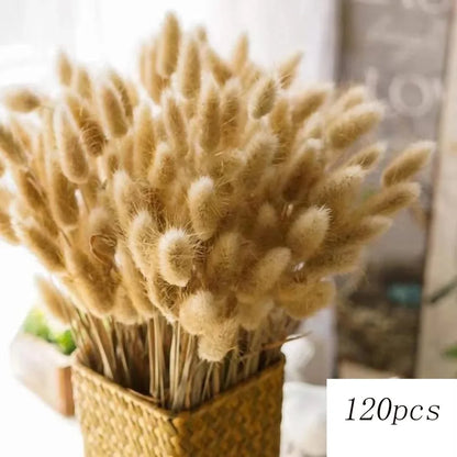 150pcs Natural Pampas Mix Dried Flowers Bouquet – 7 Color Options for Boho Wedding Centerpieces, Home Vase Decor & Bunny Tails