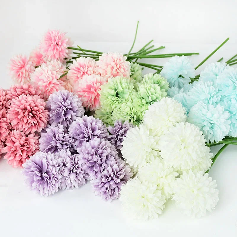 3/5pcs Silk Dandelion Flower Ball Bouquets – 10 Color Options for Home, Garden, Wedding Decor, DIY Crafts & Christmas Wreaths