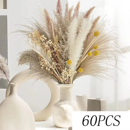 Dried Pampas Grass Bouquet – 5 Color Options for Boho Rustic Home Decor, Table Vase & Farmhouse Floral Arrangements