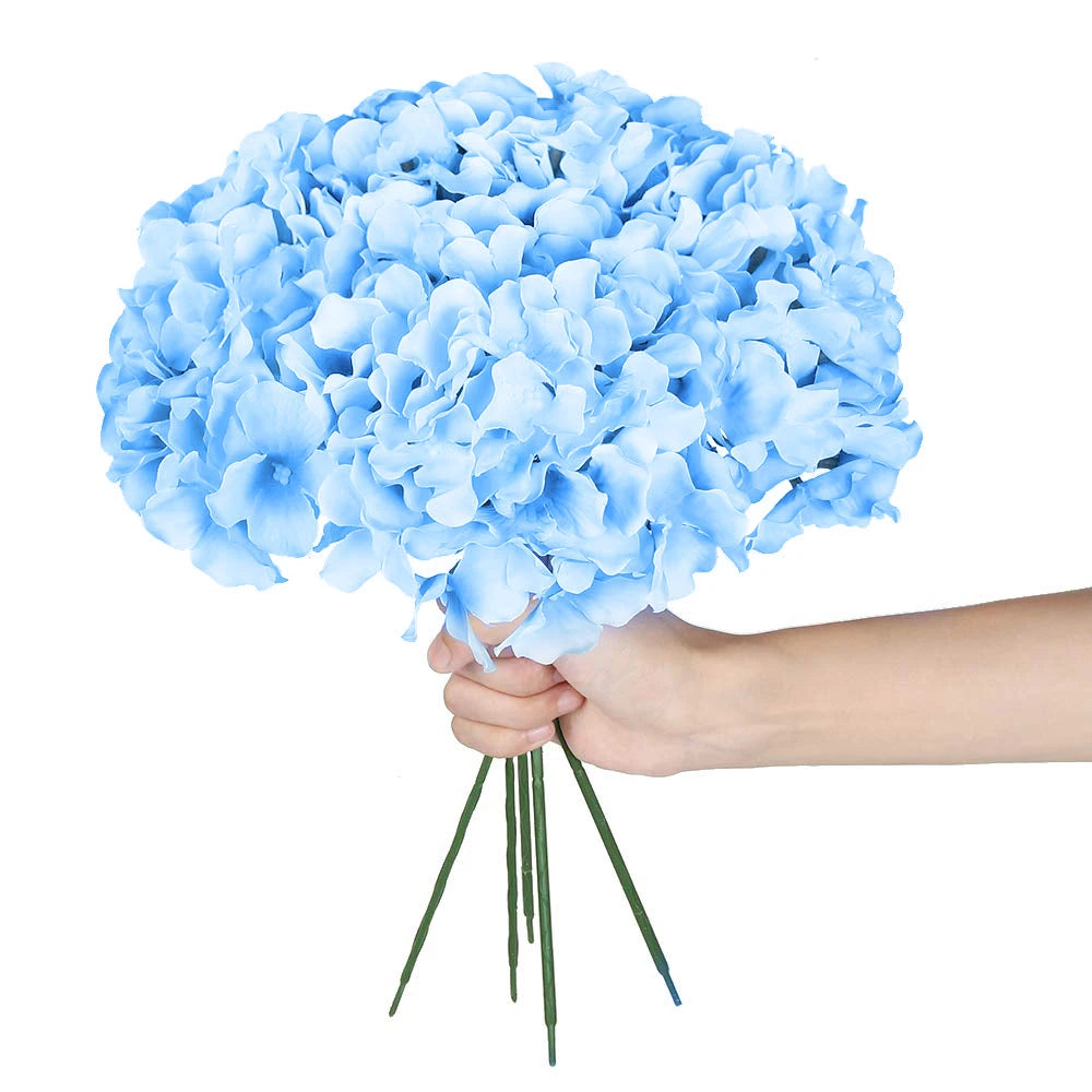 6pcs Artificial Hydrangea Flowers with Stems – Silk Faux Blooms, 7 Color Options for DIY Wedding Centerpieces, Home & Party Decor