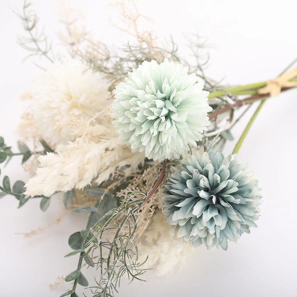 40cm High-Quality Artificial Mixed Bouquet – Silk Eucalyptus & Dandelion Flowers, 4 Color Options for Home, Table, Wedding & Party Decor