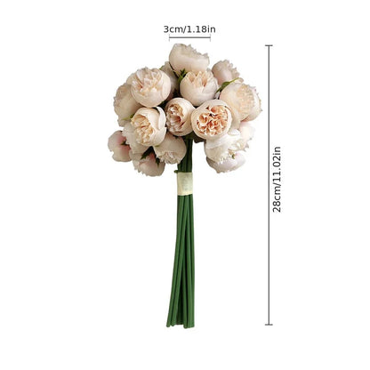 Silk Peony & Rose Bouquet – 27 Heads Artificial Flowers, 6 Color Options for Table Arrangements, Bridal Bouquets, Weddings & Home Decor