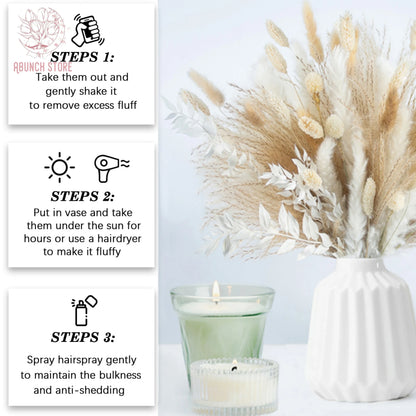 Natural Dried Pampas Grass Bouquet – 8 Style Options for Boho Home, Wedding Decor, Bunny Tails & Vase Arrangements