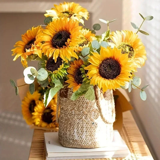 Sunflower Artificial Bouquet – 1/3/5/10pcs for Outdoor Garden, Home Decor & Wedding Floral Arrangements